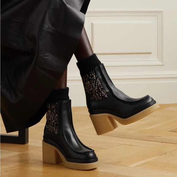 GAP LEATHER knit trim Chelsea Platform boots - Picture 12 of 12